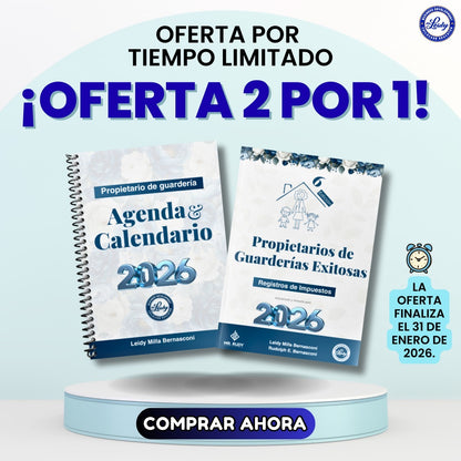 Libro Impreso de Registros de Impuestos 2026 + Calendario Gratis