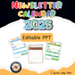 Calendario y boletín editables 2025