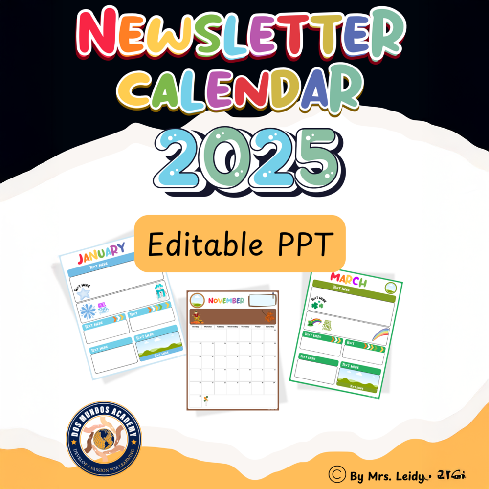 Calendario y boletín editables 2025